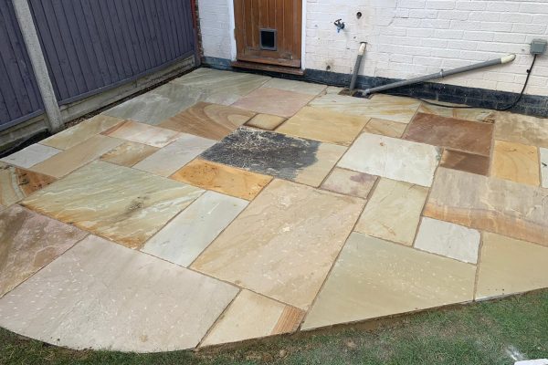 Sandstone paving for a garden patio