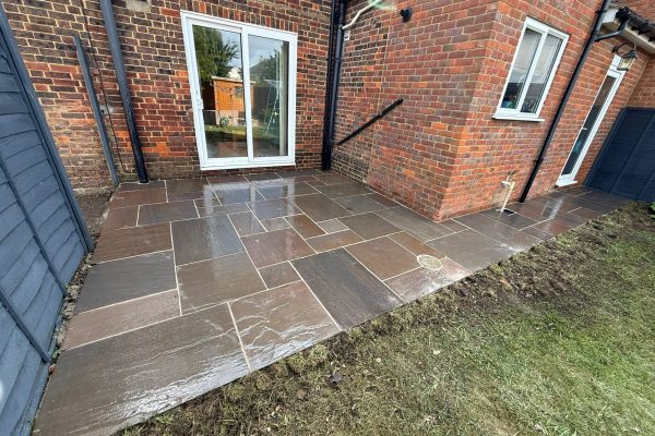 sandstone patio laid in st albans hertfordshire